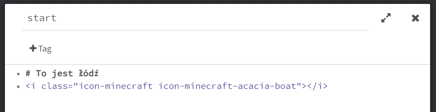 Kod html - <i class="icon-minecraft icon-minecraft-acacia-boat"></i>